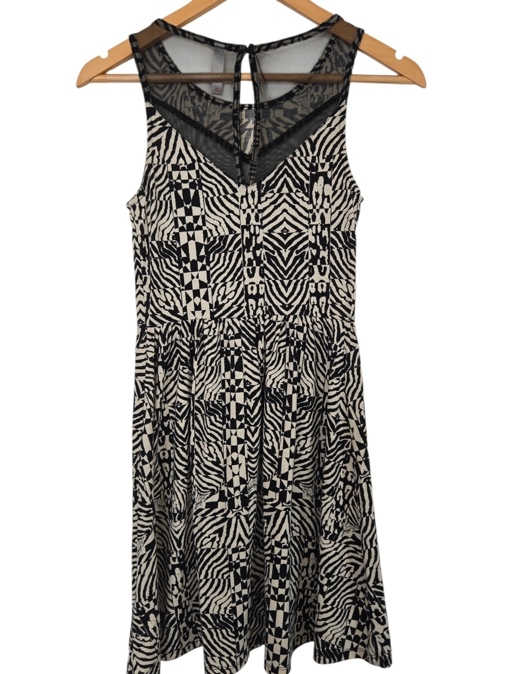 Y2K XS Xhilaration Black & White Mesh Illusion Dress - Picture 3 of 6